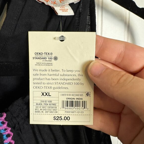 Knox Rose NWT Black Embroidered Halter Top Back Tie K7 - Picture 4 of 7